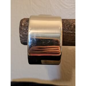 Chico's Extra Wide Heavy Hinged Clamper Style Silver Tone Bangle Bracelet